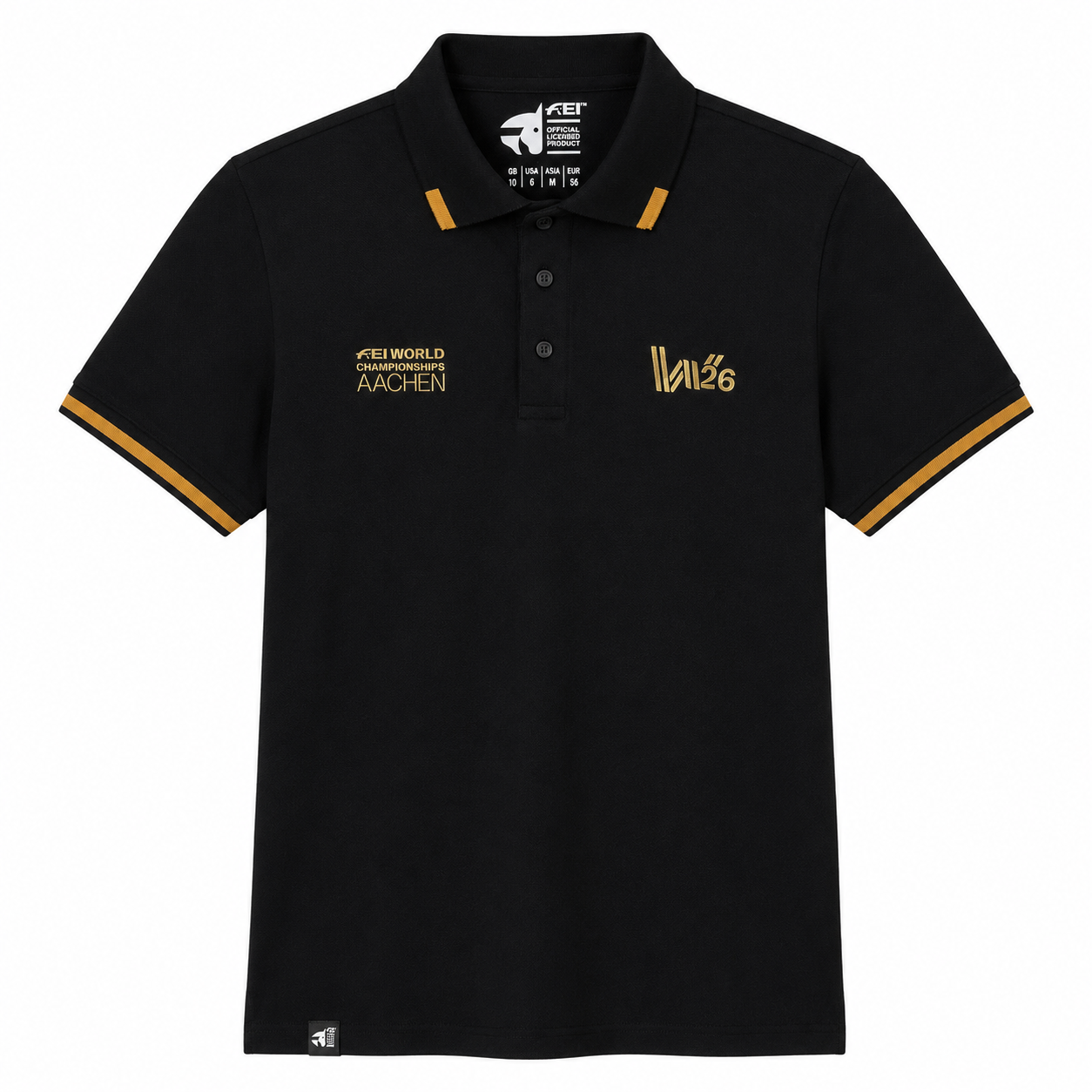 W26 Aachen Unisex Black & Gold Polo