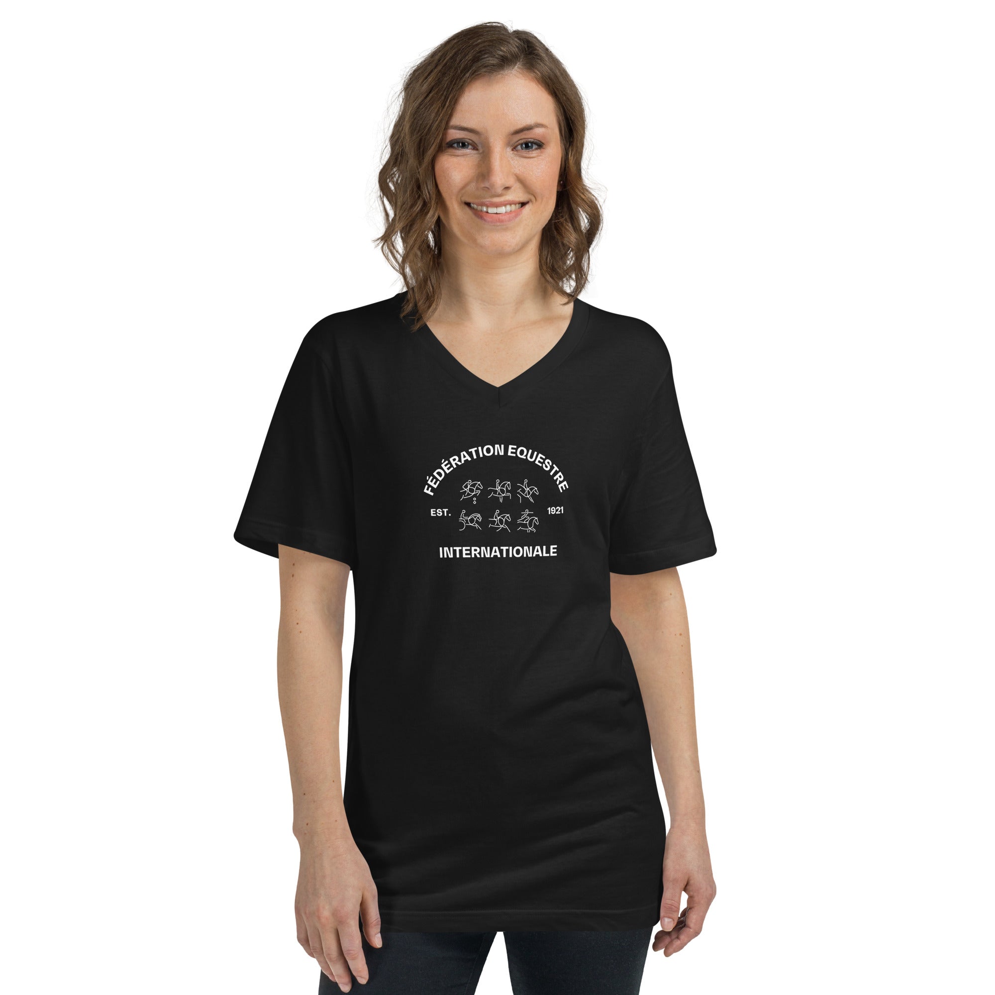Equestre FEI Unisex Short Sleeve V-Neck T-Shirt FEI Official Store