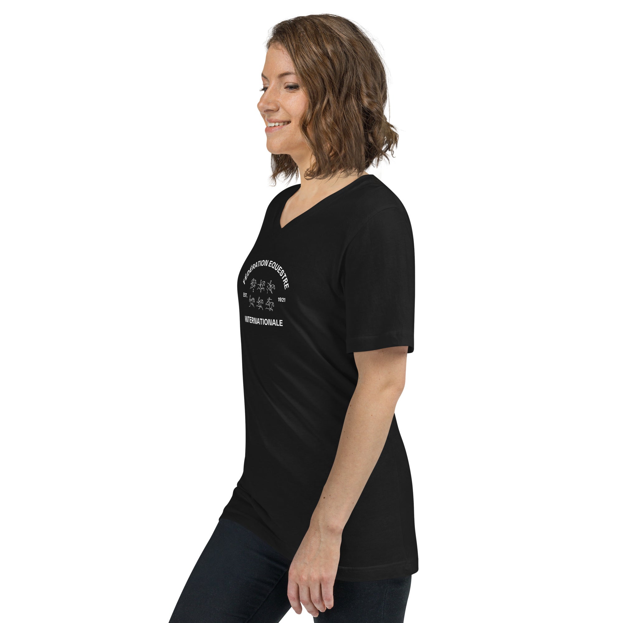 Equestre FEI Unisex Short Sleeve V-Neck T-Shirt FEI Official Store