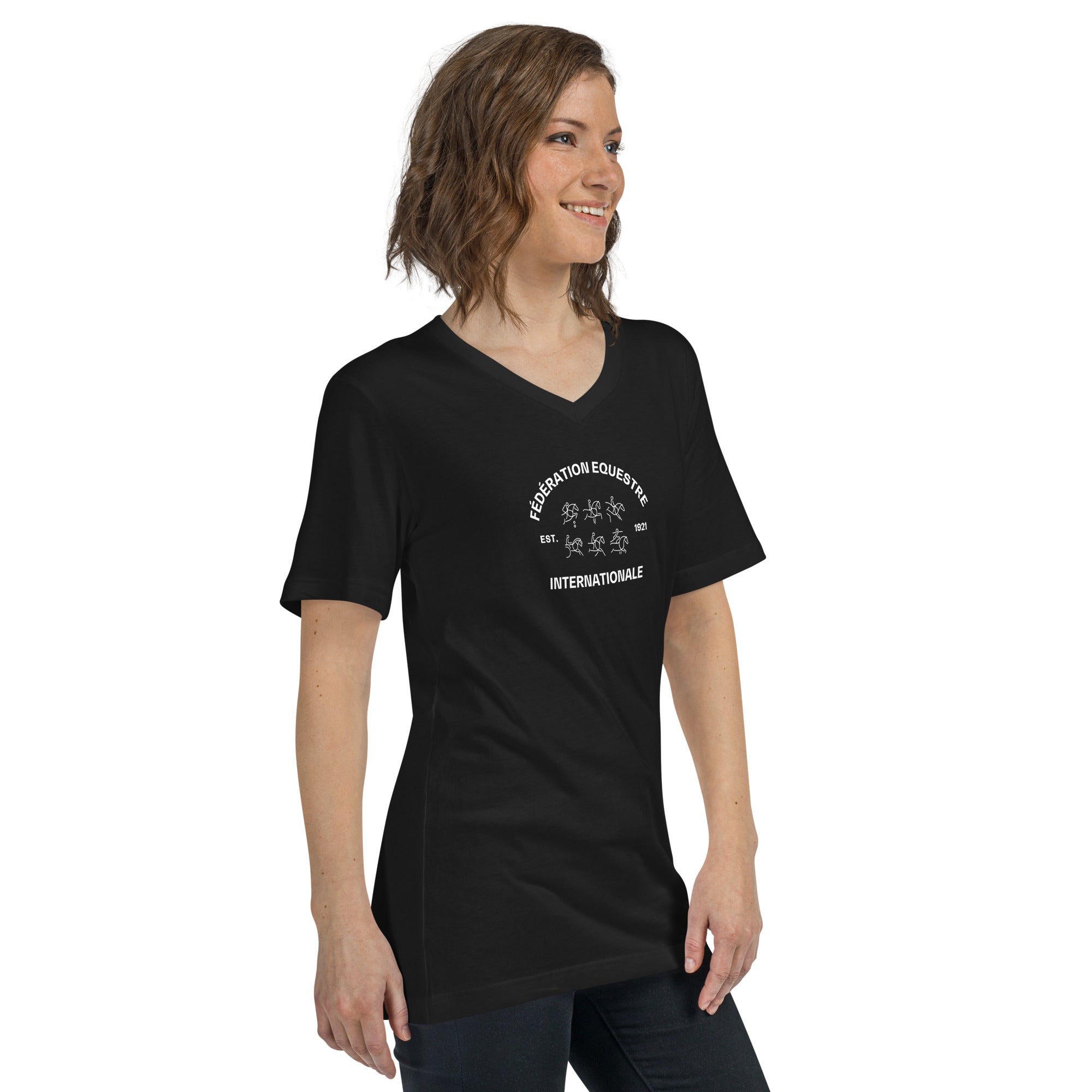 Equestre FEI Unisex Short Sleeve V-Neck T-Shirt FEI Official Store