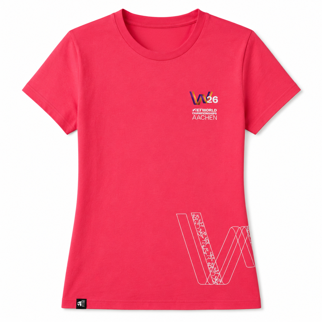 W26 AACHEN Womens Ribbon Logo Rose T-Shirt