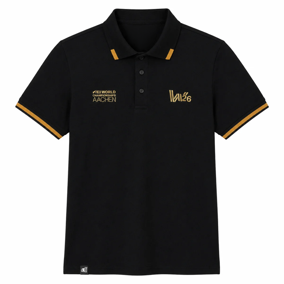 W26 Aachen Unisex Black & Gold Polo FEI Official Store