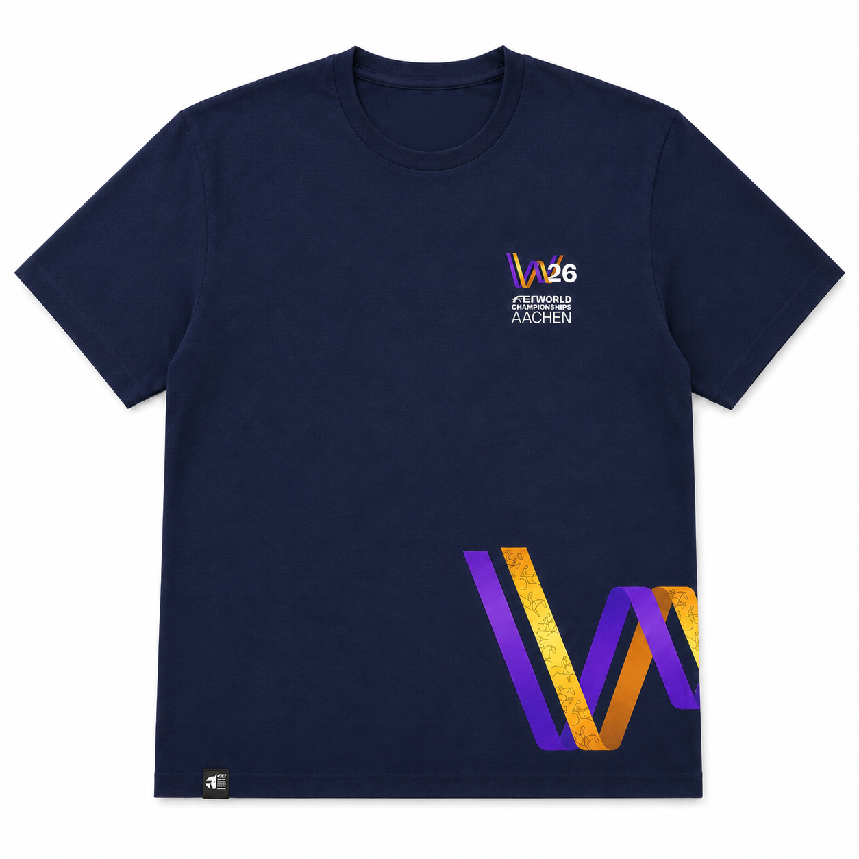 W26 Aachen Unisex Colour Ribbon Logo Navy T-Shirt