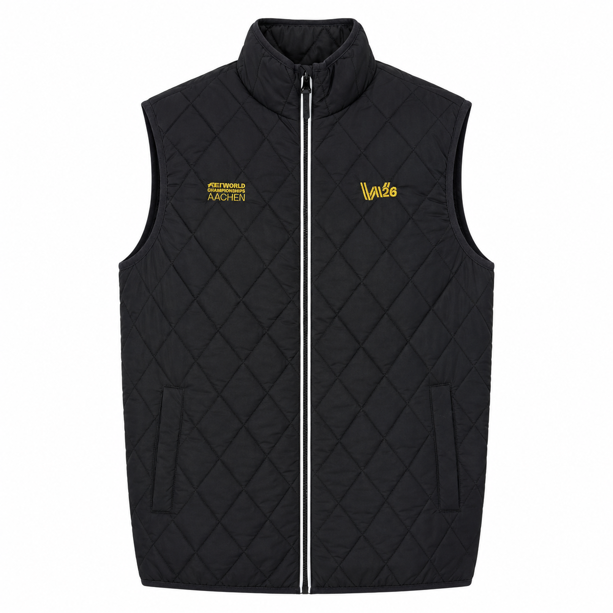 WA26 Aachen Unisex Woven Quilted Gillet - Black & Gold