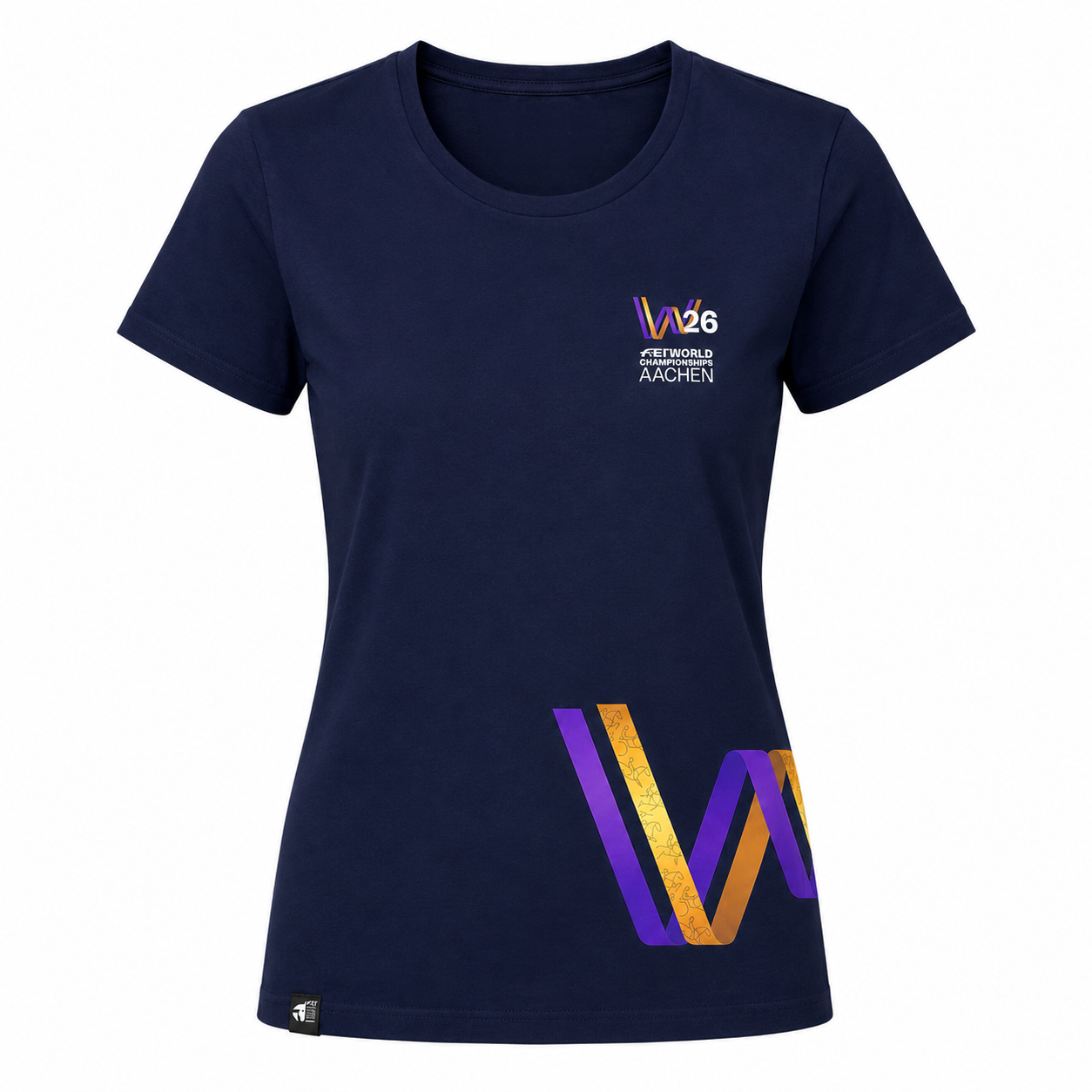 W26 Aachen Womens Colour Ribbon Logo Navy T-Shirt
